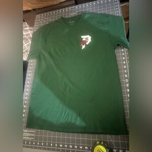 Primitive Dark Green Tee with Red Rose Logo